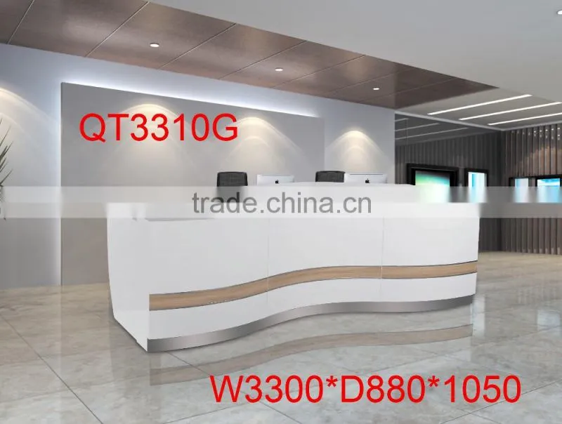high quality tufted reception desk for 2 people mdf wood factory sell directly QT3310