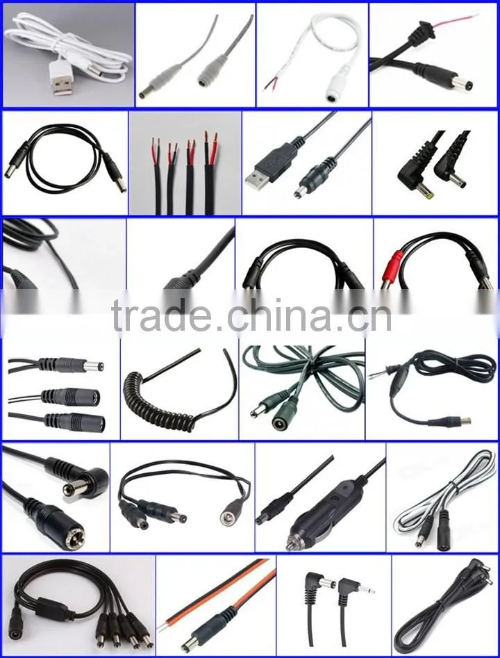 12V DC power pigtail male5.5*2.1mm cable plug socket jack for CCTV Security