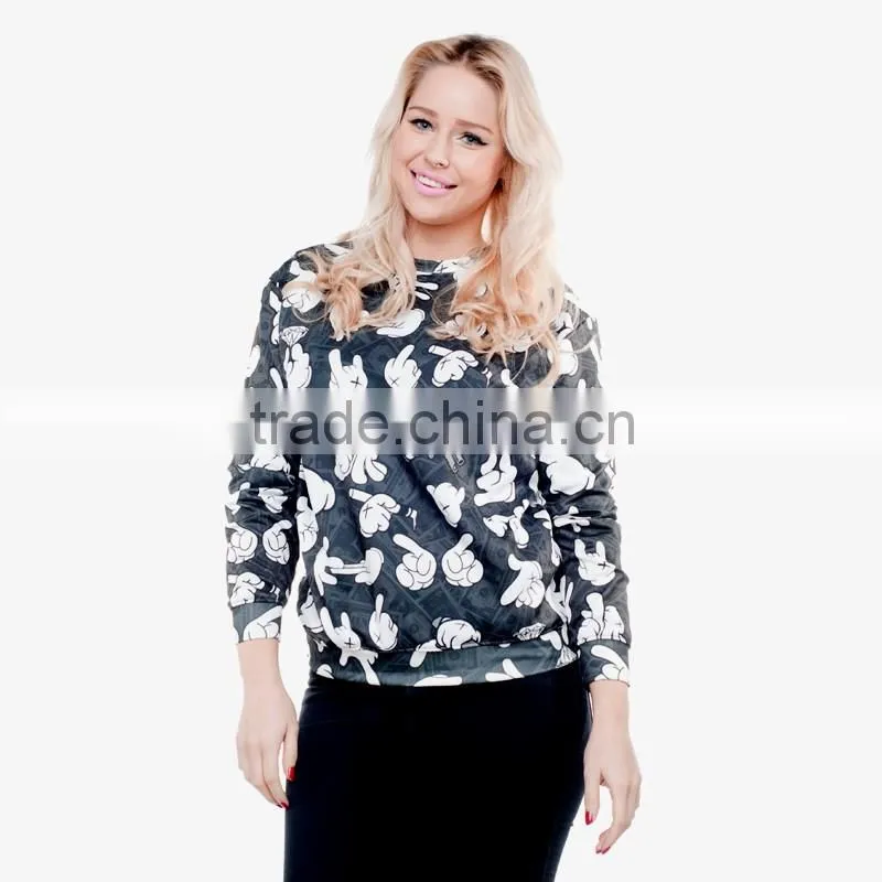 Fashion Spring & Autumn women marilyn 3d sweatshirt long sleeves O-neck print T shirt
