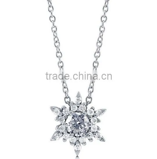 STERLING SILVER CZ SNOWFLAKE EARRINGS AND PENDANT NECKLACE SET