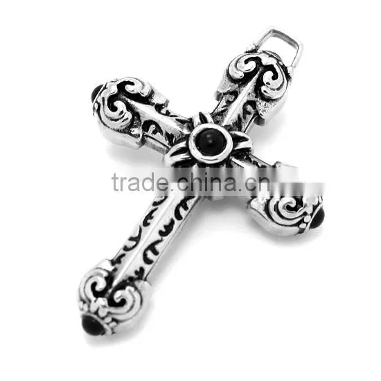 Wholesale Jesus Image Cross Pendant Stainless Steel Silver Plated Father Bless Us Crucifix Religious Retro Amulet for Christian