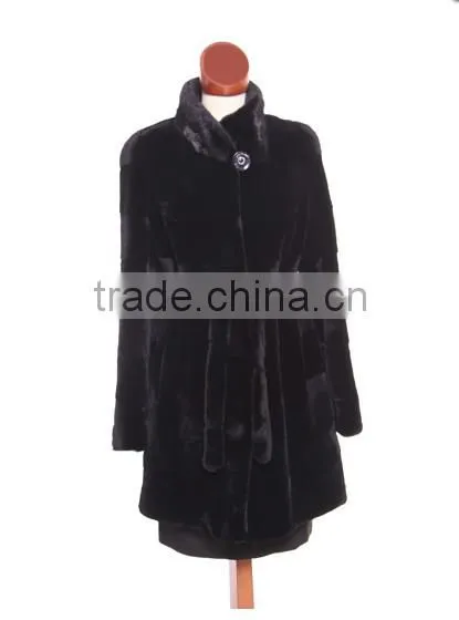 rex14067 wholesale rex rabbit fur coat with belt black