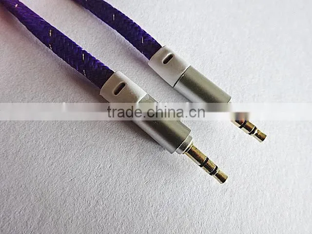 wholesales DC3.5mm flat braid metal audio cable