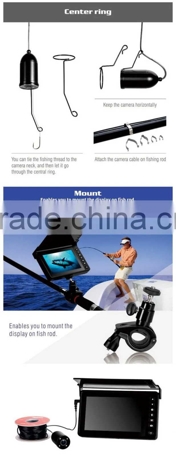 underwater waterproof camera with 50m cable fishing finder camera