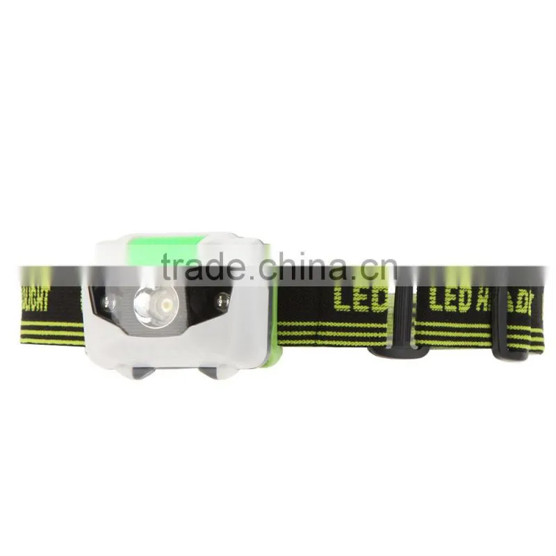 3W Ultra Bright Mini White LED Headlight Headlamp 3 Modes 2LED Red Flashlight for Outdoor