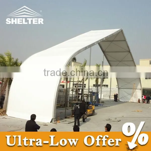 curved beam tent structure for outdoor film festivals