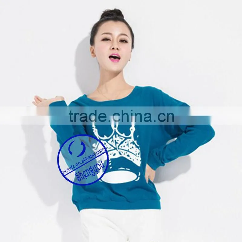 Wholesale custom women's crewneck hoodies sweatshirts with printing