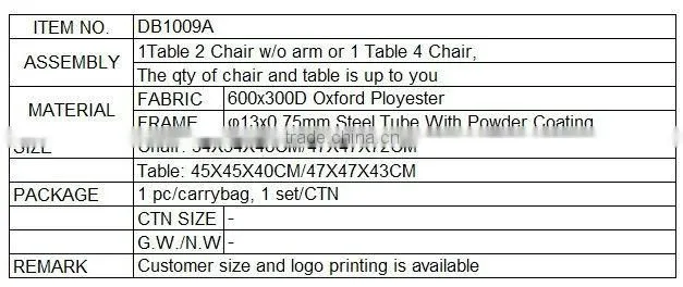 Portable Folding Table And Chair Set