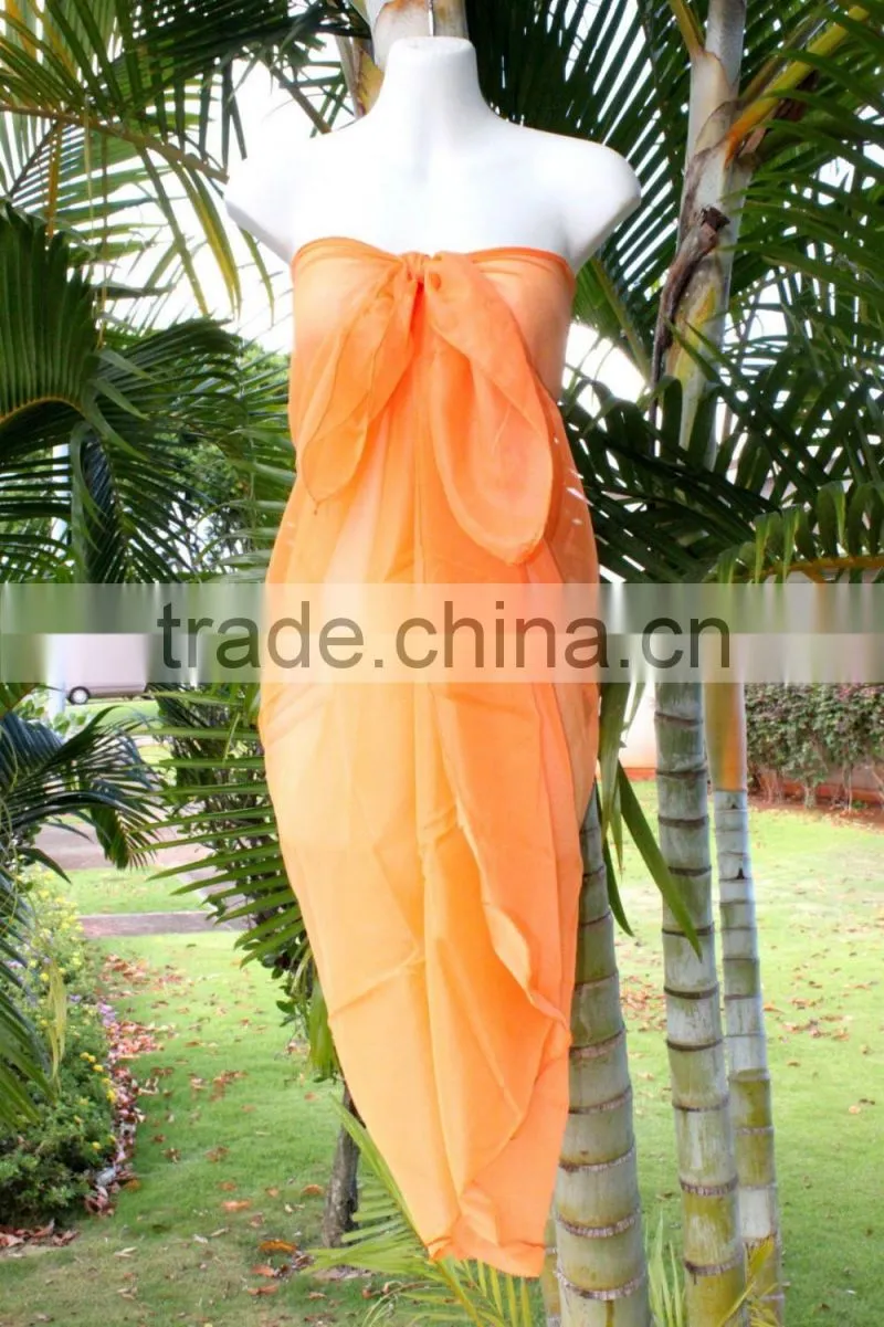 Sheer pareo solid color sarong chiffon material 100*180cm pareo sarong