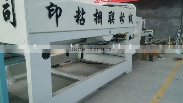 Fully automatic inline flexo printing slotting die cutter with inline folder gluer bundler machine