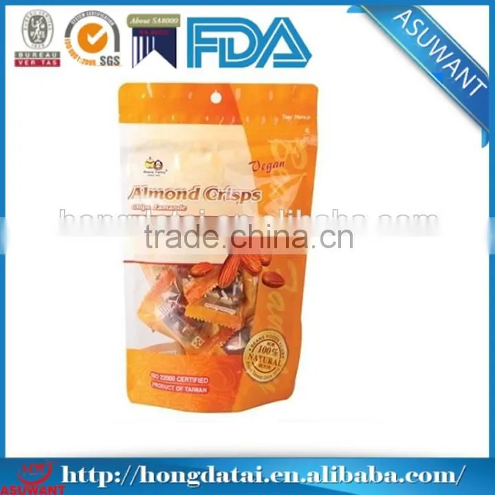 Nice printed zipper snack food packaging bags with clear window