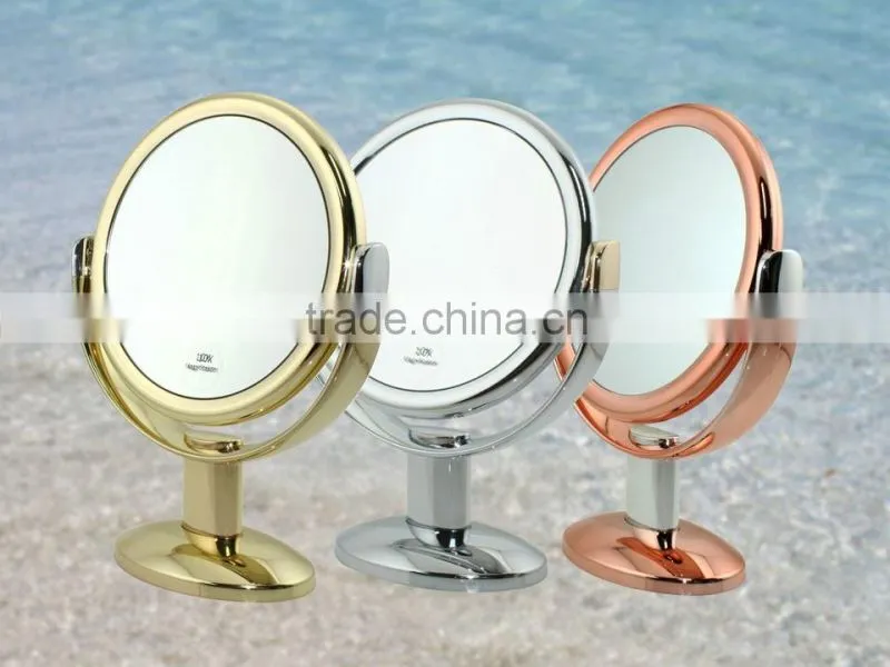 Rose Gold Silver Chrome stand makeup mirror 1x/10x magnification