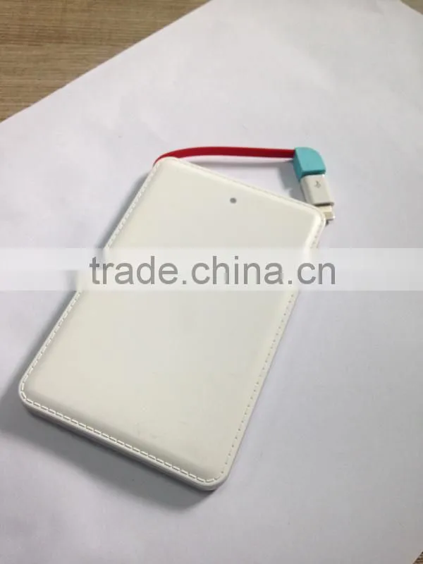 Full color logo printing premium black and white color leather power bank charger with full color logo printing