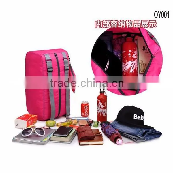 Custom waterproof 210D nylon foldable backpack outdoor travel folding bag