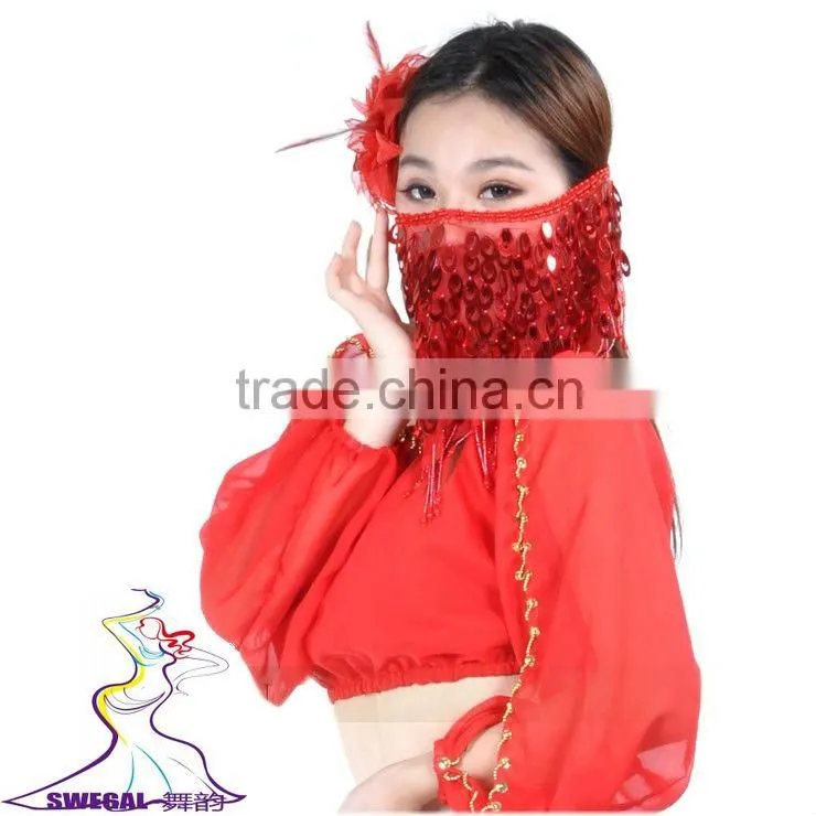 SWEGAL purple noble sexy sea fan veil,belly dance mysterious charming fashion faace veils SGBDD13002