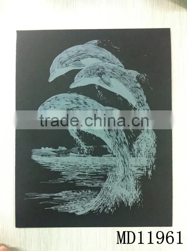 Dolphin inkjet Engraving card/Scratch art foil paper/foil card/Scratch foil paper engraving art quilling art paper