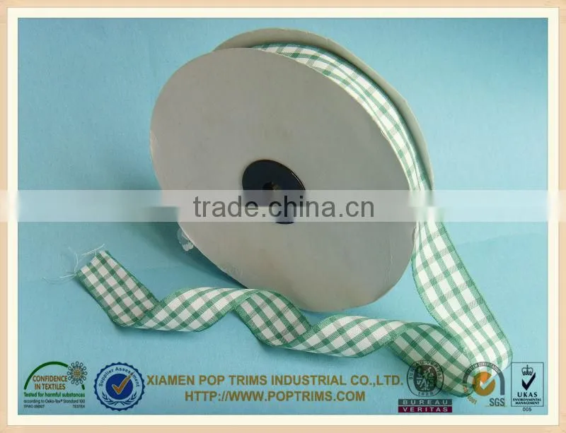 2014 fashionable plaid ribbon in stock colour