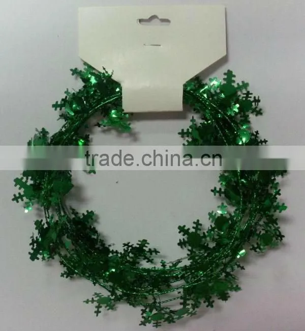 HOT SALE ! 9 Feet Party Decoration Metallic Gold Wired Holly Tinsel Garlands