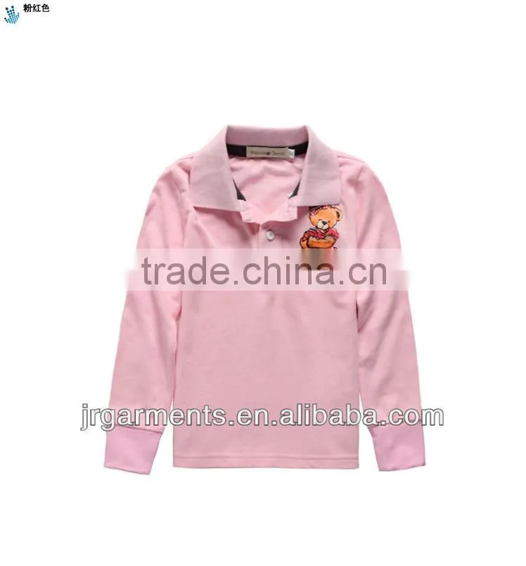 Pique child polo t shirt for long sleeve t-shirt cotton polo t-shirt with EMB