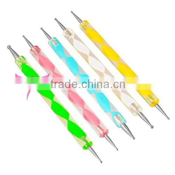 5 PCS 2Way Marbleizing Dotting Manicure Tools Painting Pen Nail Art Paint Pen ES-NDP0009