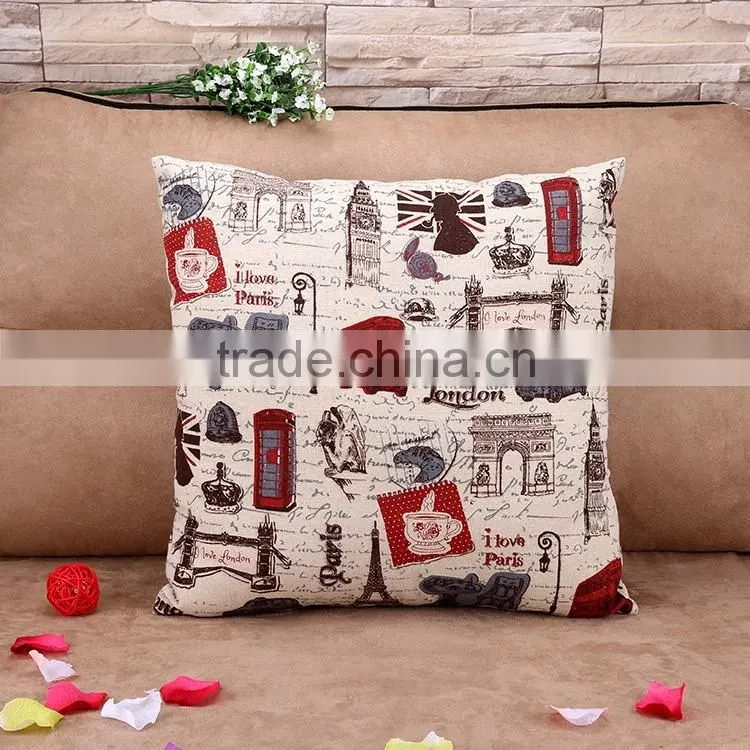 2015 Double-sided cloth art ZAKKA cotton and linen hold pillow British style cushion cover car cartoon hold pillow