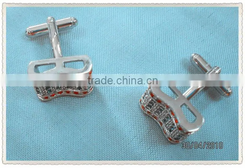 Shiny silver plated blank zinc alloy mens cufflinks