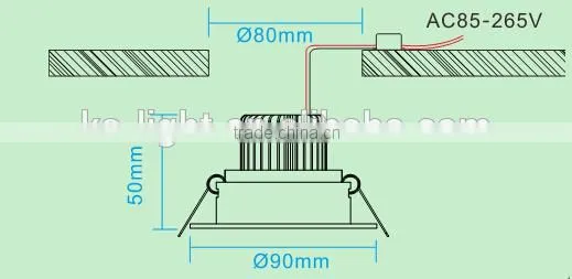 China factory CE led down light 5W, hotel, commercial led panel down lamp