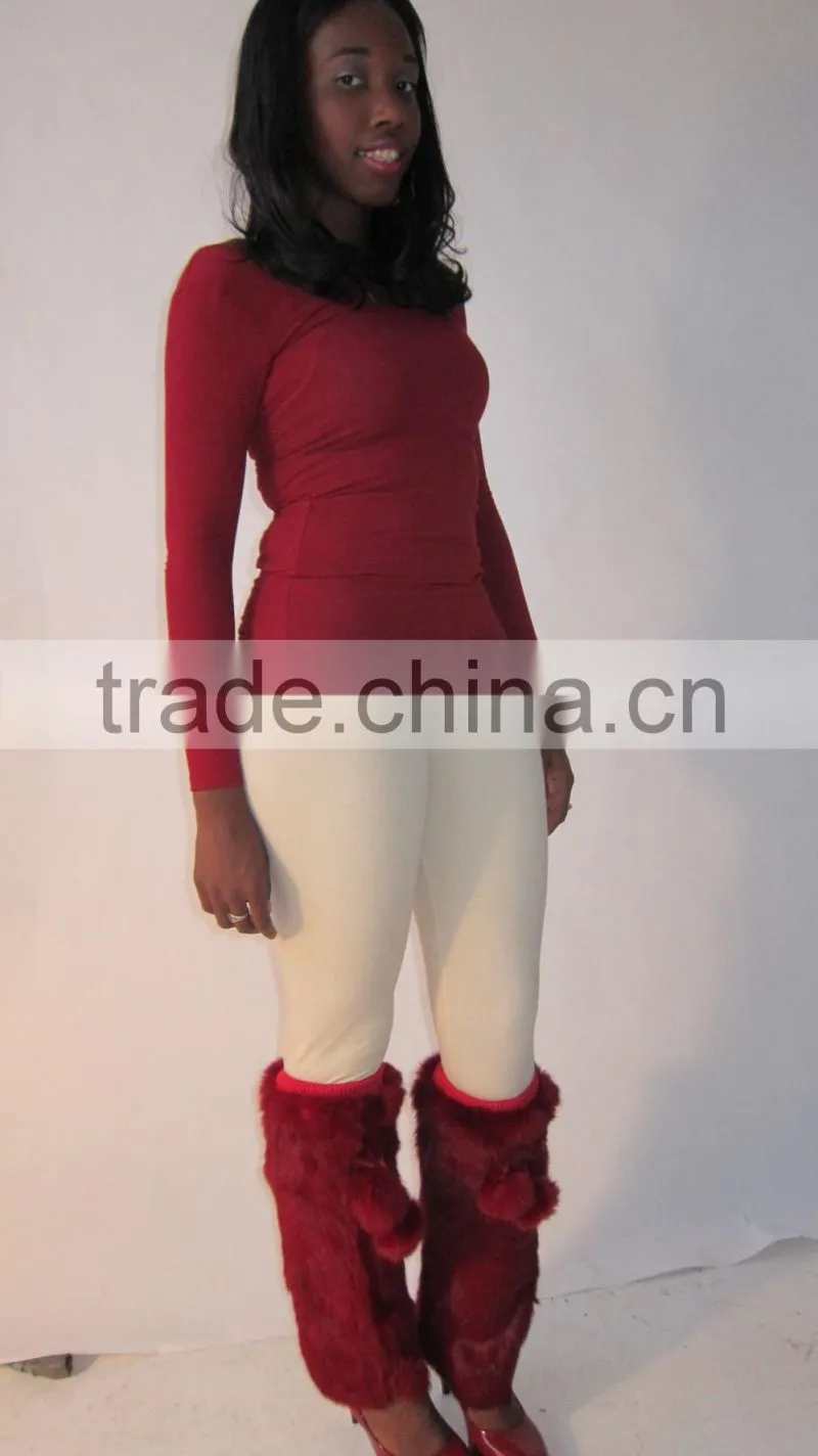 long style wholesale fashion women rabbit fur leg warmers girls
