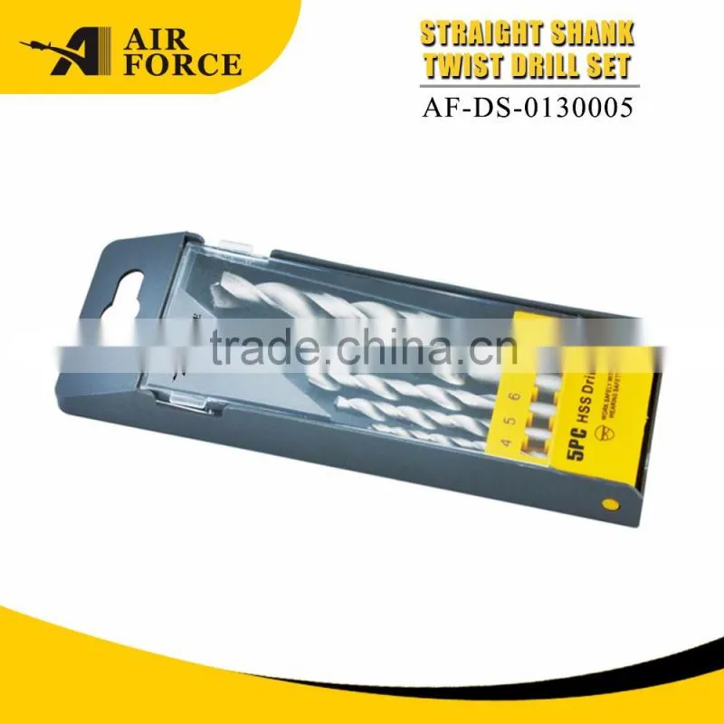 High Quality 5 Pcs HSS Straight Shank Twist Drill Set