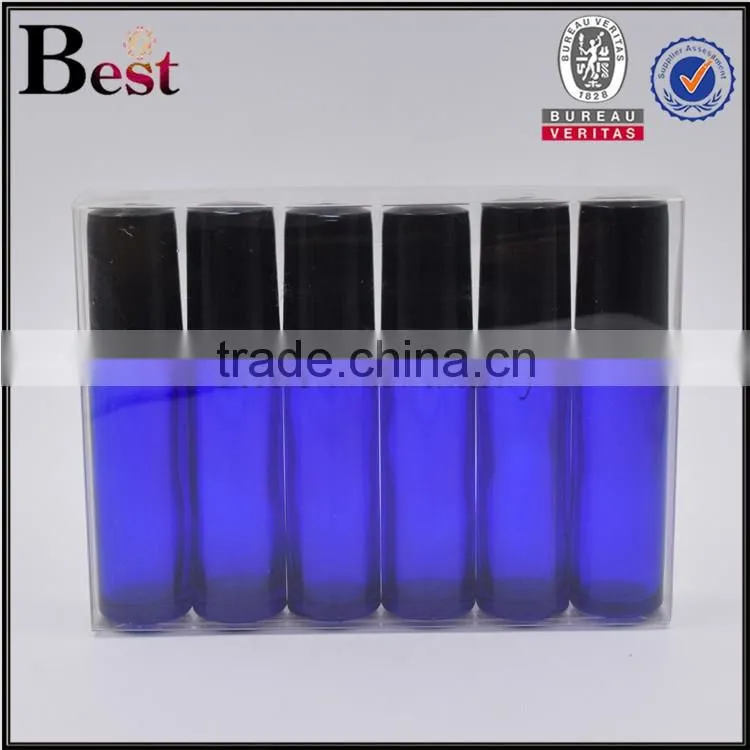 10ml empty dark blue perfume bottle roller in package