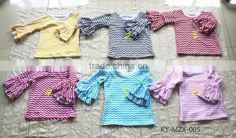 Many colors half sleeve cotton girls ruffle shirt wholesale children clothing usa long sleeve children boutique summer 2016