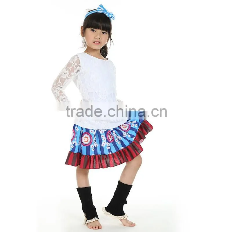 2016 kaiya summer kids girls printed and enbrodery designs t-shirt and pant