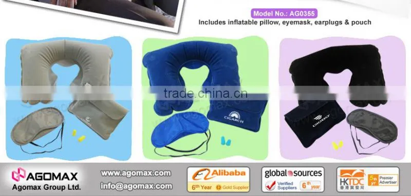 Factory direct sell colorful eyemask pillow airplane travel set