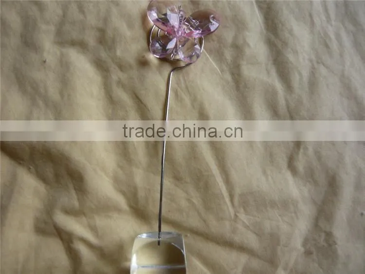 Pink (White) Crystal Butterfly Place Card Holders