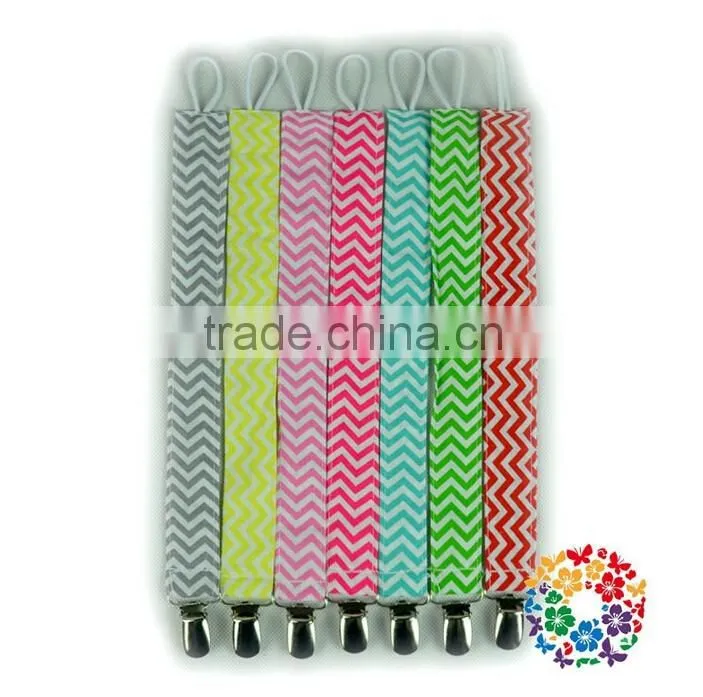 Wholesale Double-Sided Printing Ribbon Baby Soother Infants Pacifier Clips Chain