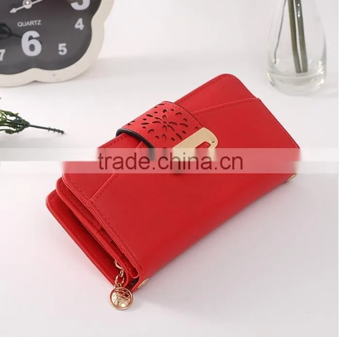 China OEM manufacture zippered clutch ladies purse leather women baellerry wallets