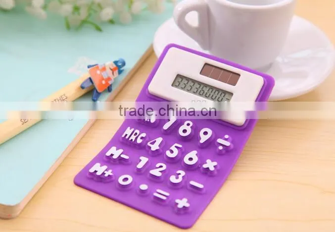 OEM Factory Solar Colorful Transparent Calculator/Solar silicone Calculator