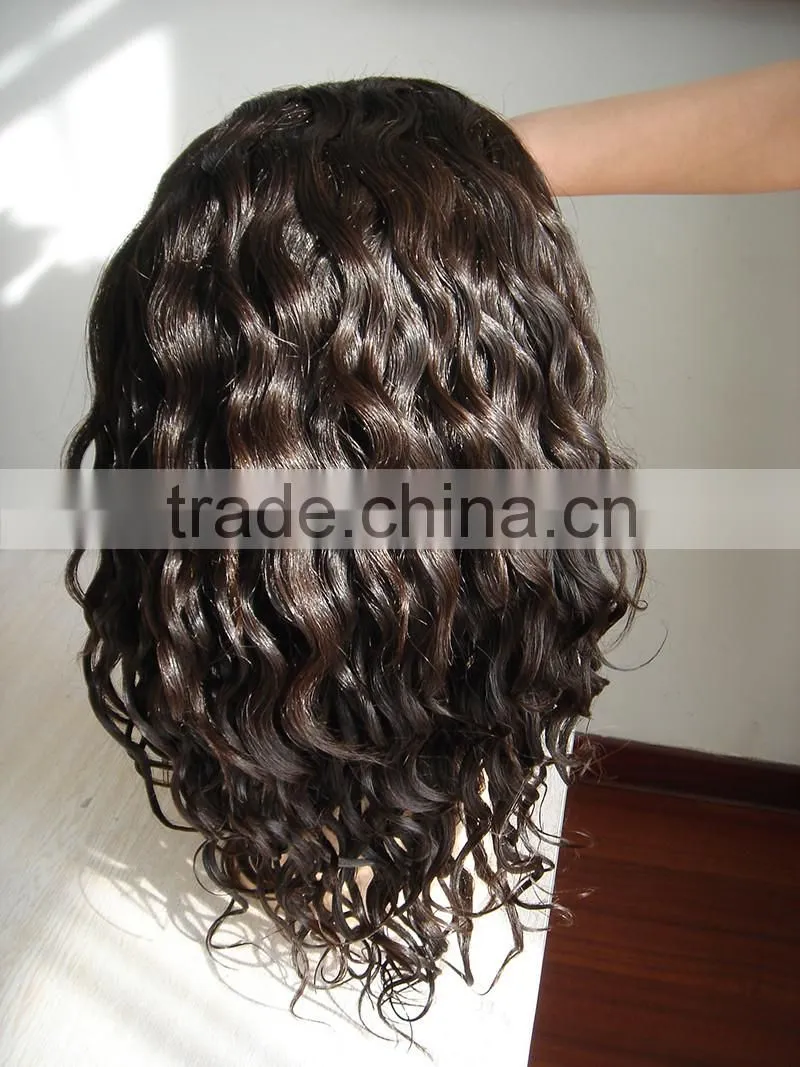 12 inch natural color curly virgin full lace wigs human hair