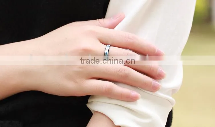 KSTONE blue love stainless steel couple rings with cz stone