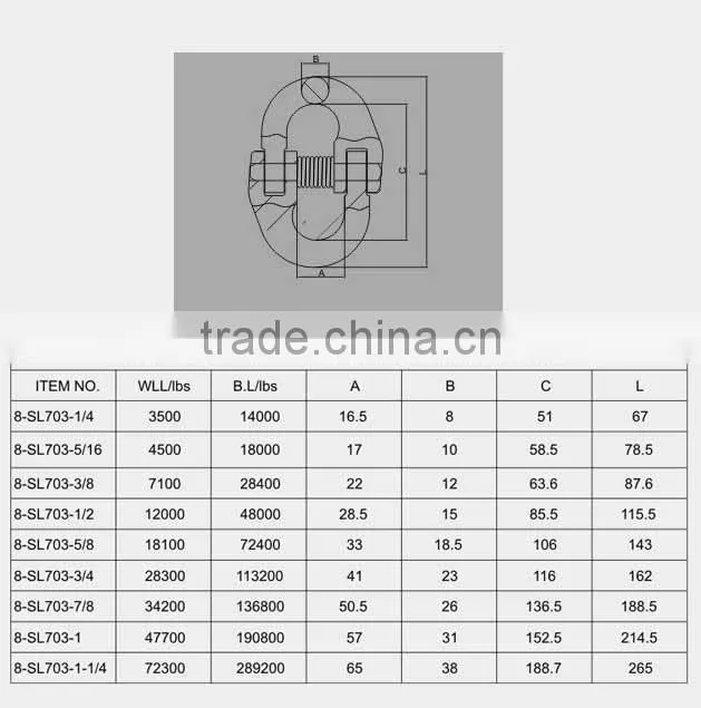 drop forged hardware alloy steel/carbon steel lifting hoist 80G US type connecting link