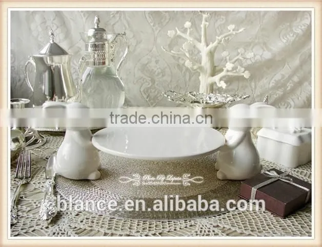 white porcelain souvenir rabbit plate Easter rabbit design dish