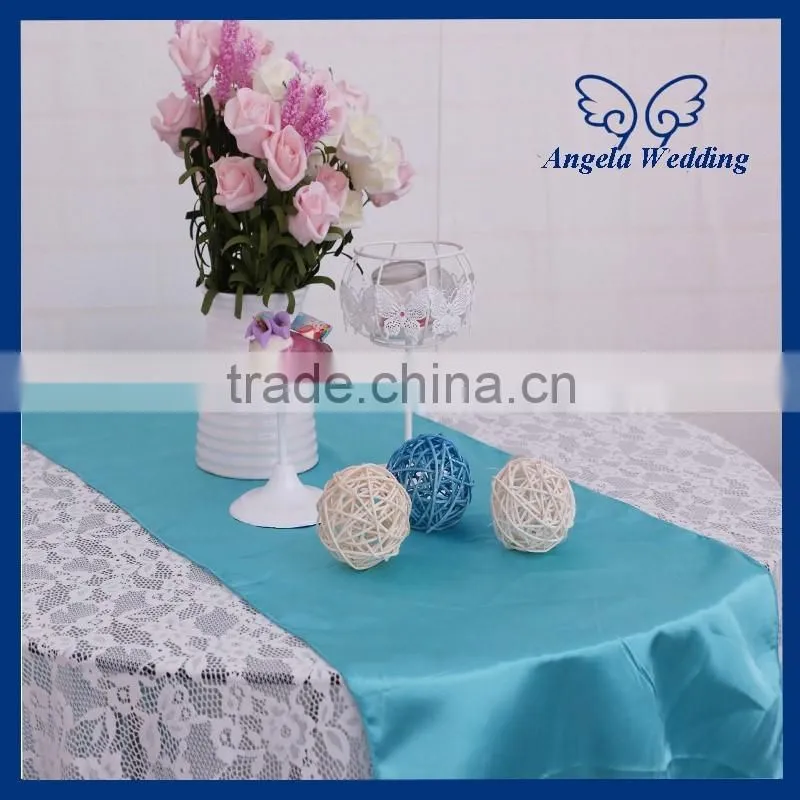 RU010F Wholesale cheap plain wedding purple satin table runners