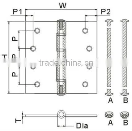 Stainless Steel 4 Ball bearings door hinge