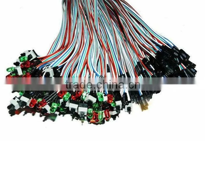 New ATX PC Computer Motherboard Case Power Switch On/Off Reset Two 2 Leds Cable