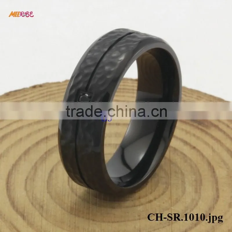 Low Price Titanium Ring Jewelry Black Walnut Wood Inlaid Titanium Rings