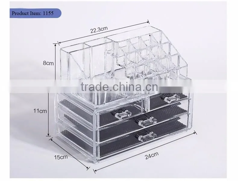 Customize clear acrylic stroge case makeup organizer cosmetic case