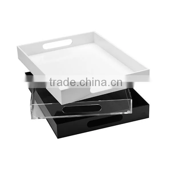 manufacture customized stackable colorful acrylic luxury serving tray wholesale price, high quality