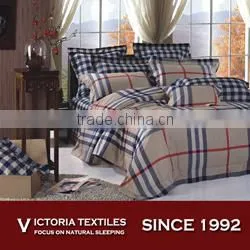 beige color stripe natural cotton reactive printed bed in bag comforter sheets set