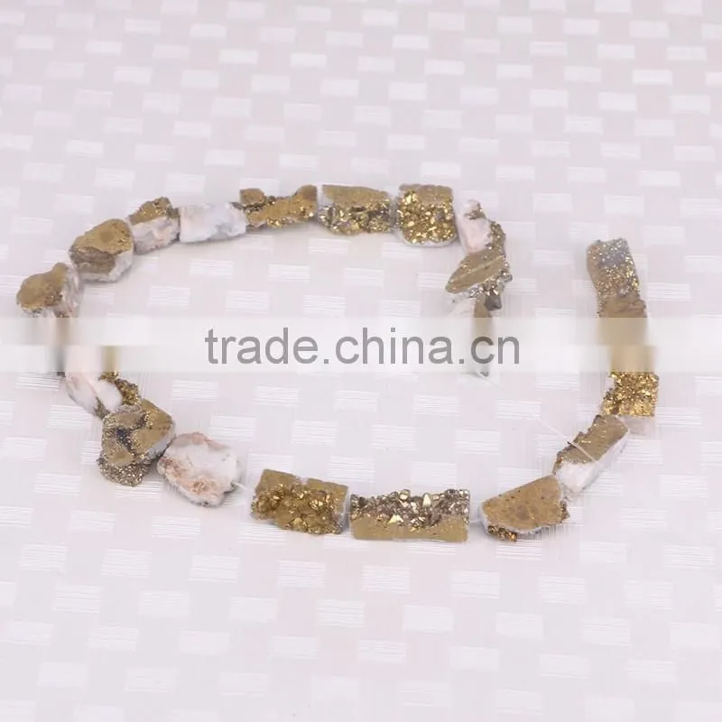 Full Strand Titanium AB Druzy Agate Beads, Drusy Agate Quartz Connector Beads For Jewelry Making