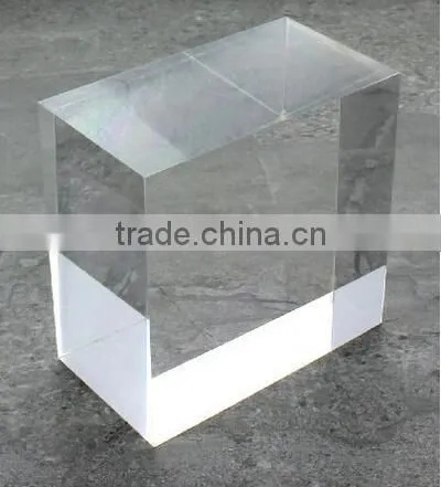 solid clear acrylic cube block